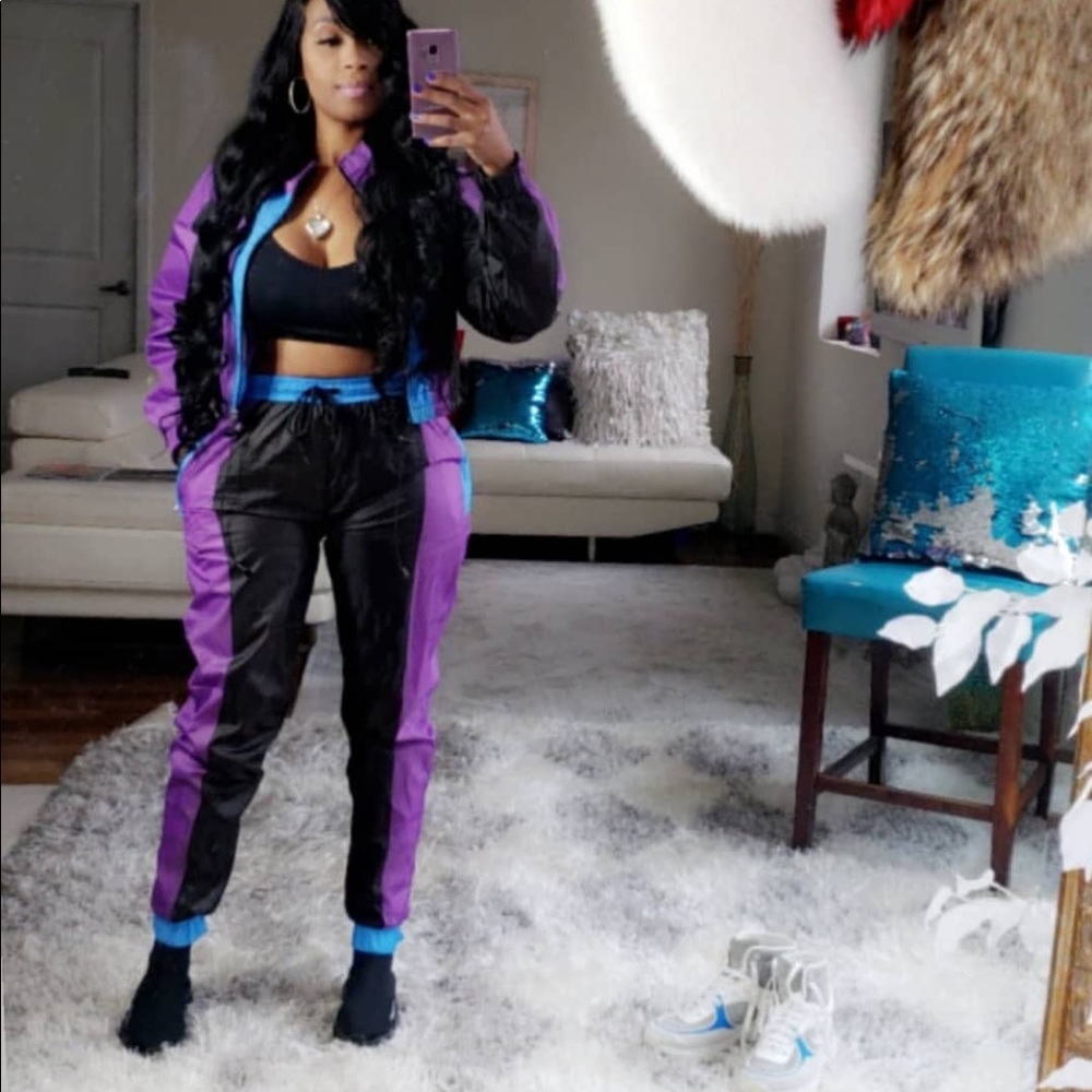 Retro windbreaker pant set